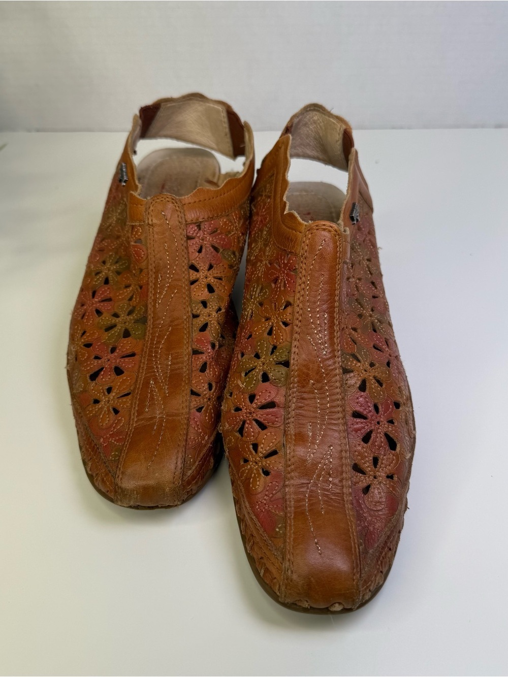 Pikolinos Romana Multitone Floral Leather Cut Out Brown Slip On Mules Size 38 - Picture 5 of 16